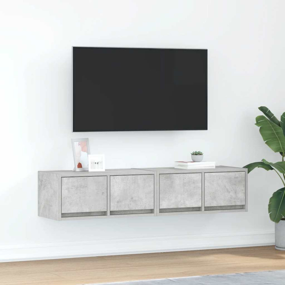 Produktbild för TV-bänkar 2 st betonggrå 60x31x25,5 cm konstruerat trä