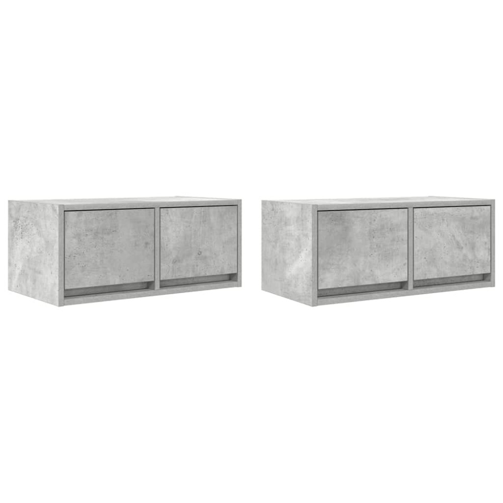 Produktbild för TV-bänkar 2 st betonggrå 60x31x25,5 cm konstruerat trä