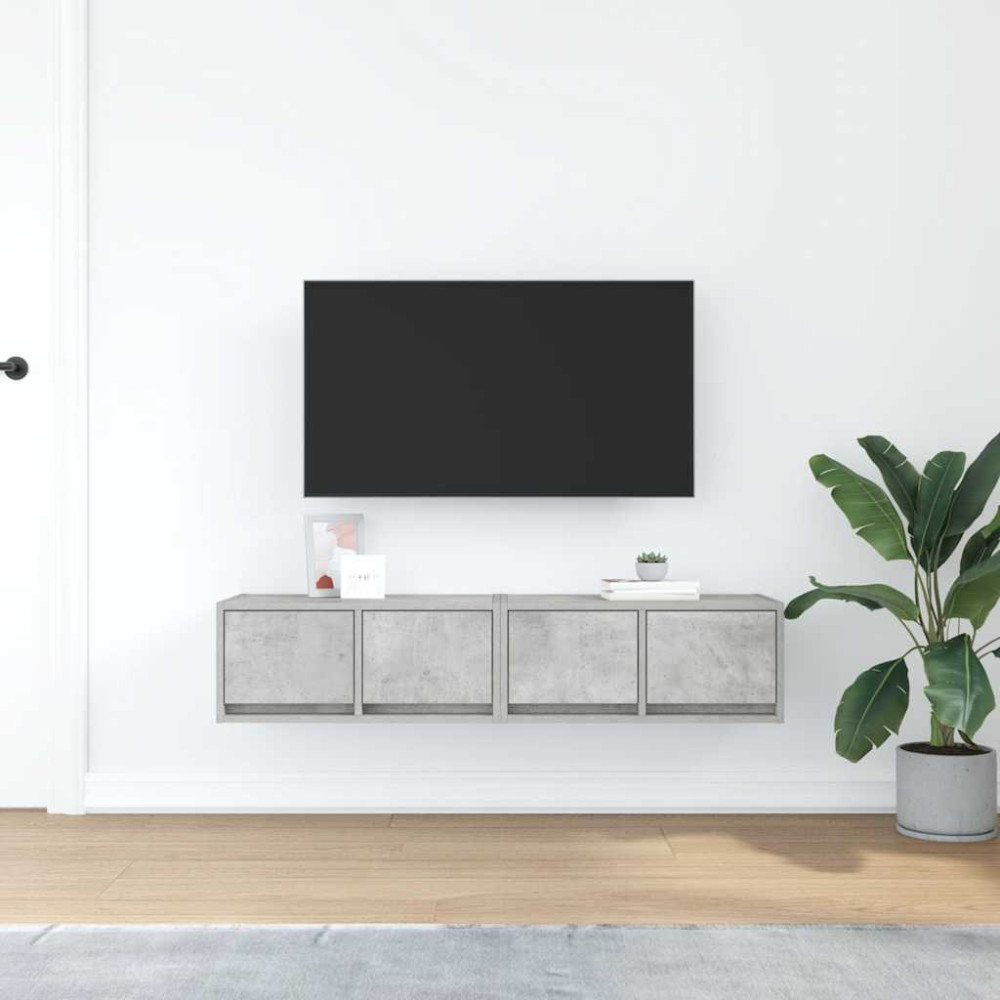 Produktbild för TV-bänkar 2 st betonggrå 60x31x25,5 cm konstruerat trä