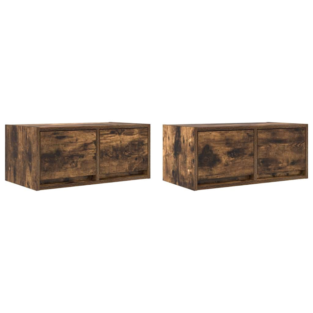 Produktbild för TV-bänkar 2 st rökt ek 60x31x25,5 cm konstruerat trä