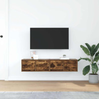 Produktbild för TV-bänkar 2 st rökt ek 60x31x25,5 cm konstruerat trä