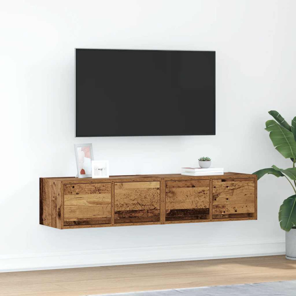 Produktbild för TV-bänkar 2 st gammalt trä 60x31x25,5 cm konstruerat trä