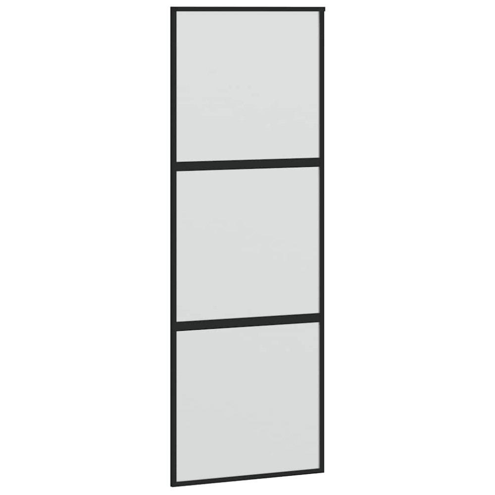 Produktbild för Skjutdörr med beslag svart 76x205 cm härdat glas