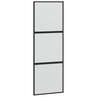 Produktbild för Skjutdörr med beslag svart 76x205 cm härdat glas
