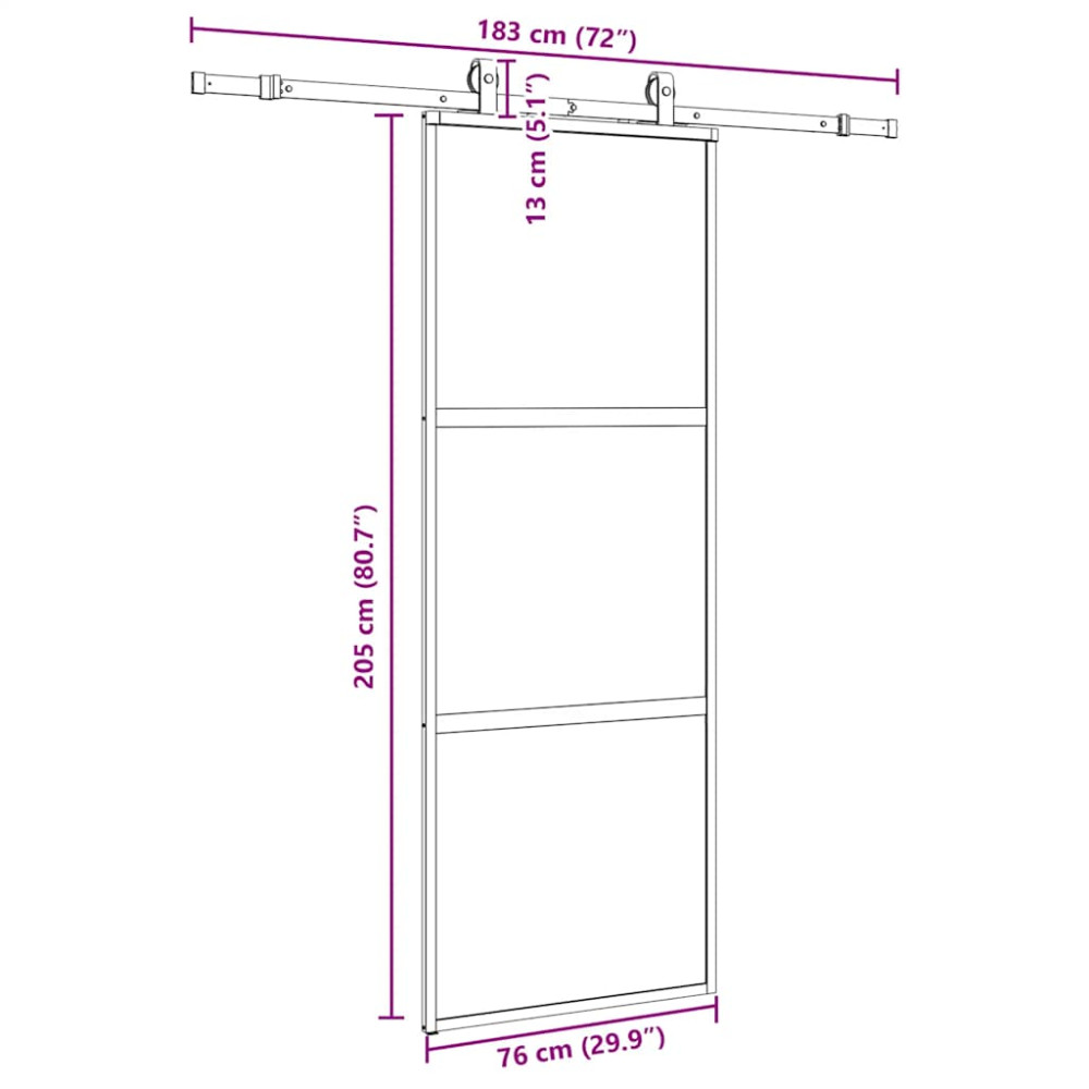 Produktbild för Skjutdörr med beslag svart 76x205 cm härdat glas