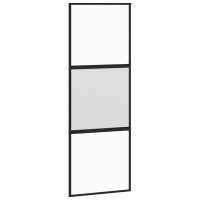 Produktbild för Skjutdörr med beslag svart 76x205 cm härdat glas