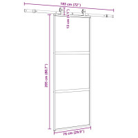 Produktbild för Skjutdörr med beslag svart 76x205 cm härdat glas