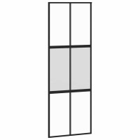 Produktbild för Skjutdörr med beslag svart 76x205 cm härdat glas