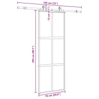Produktbild för Skjutdörr med beslag svart 76x205 cm härdat glas