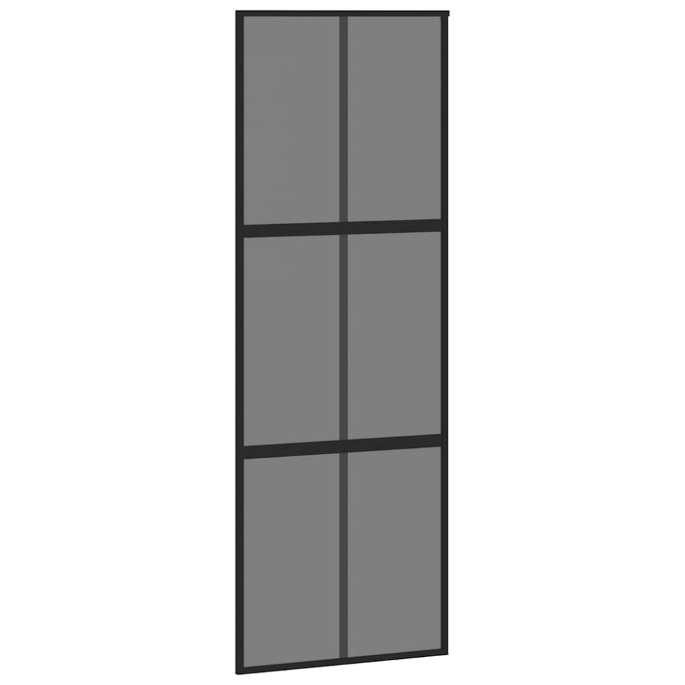 Produktbild för Skjutdörr med beslag svart 76x205 cm härdat glas