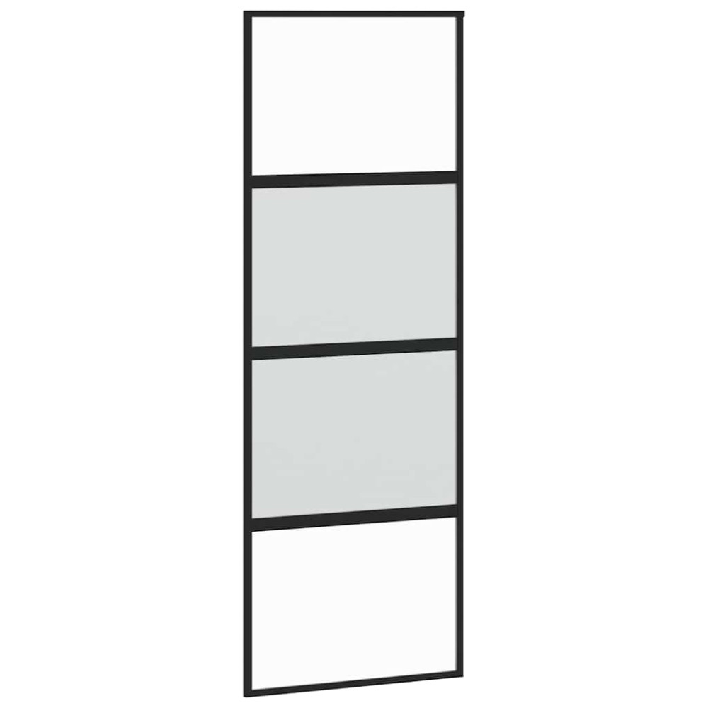 Produktbild för Skjutdörr med beslag svart 76x205 cm härdat glas