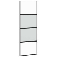 Produktbild för Skjutdörr med beslag svart 76x205 cm härdat glas