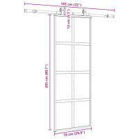 Produktbild för Skjutdörr med beslag svart 76x205 cm härdat glas