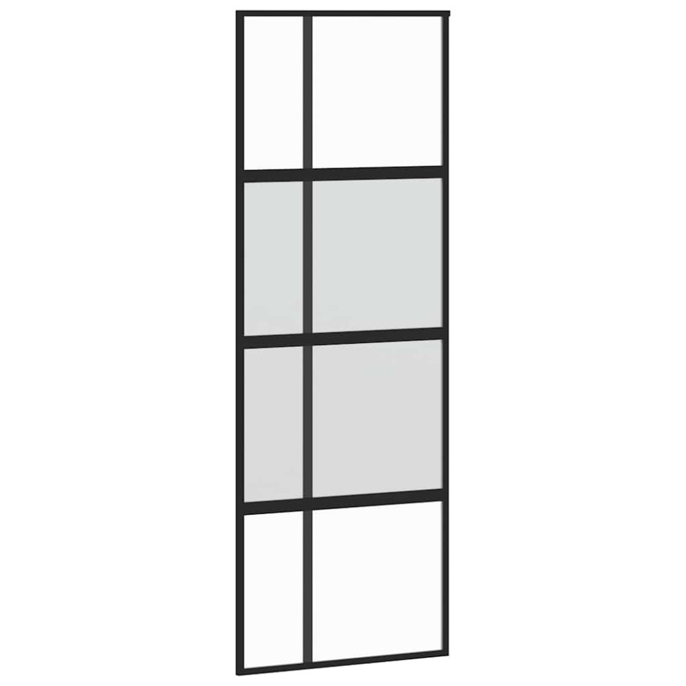 Produktbild för Skjutdörr med beslag svart 76x205 cm härdat glas