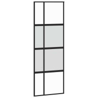 Produktbild för Skjutdörr med beslag svart 76x205 cm härdat glas