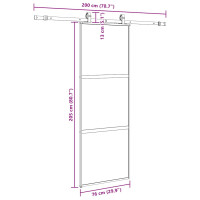 Produktbild för Skjutdörr med beslag svart 76x205 cm härdat glas