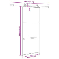 Produktbild för Skjutdörr med beslagssats svart 90x205 cm härdat glas