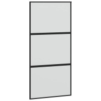 Produktbild för Skjutdörr med beslag svart 102,5x205 cm härdat glas