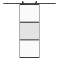 Produktbild för Skjutdörr med beslag svart 76x205 cm härdat glas