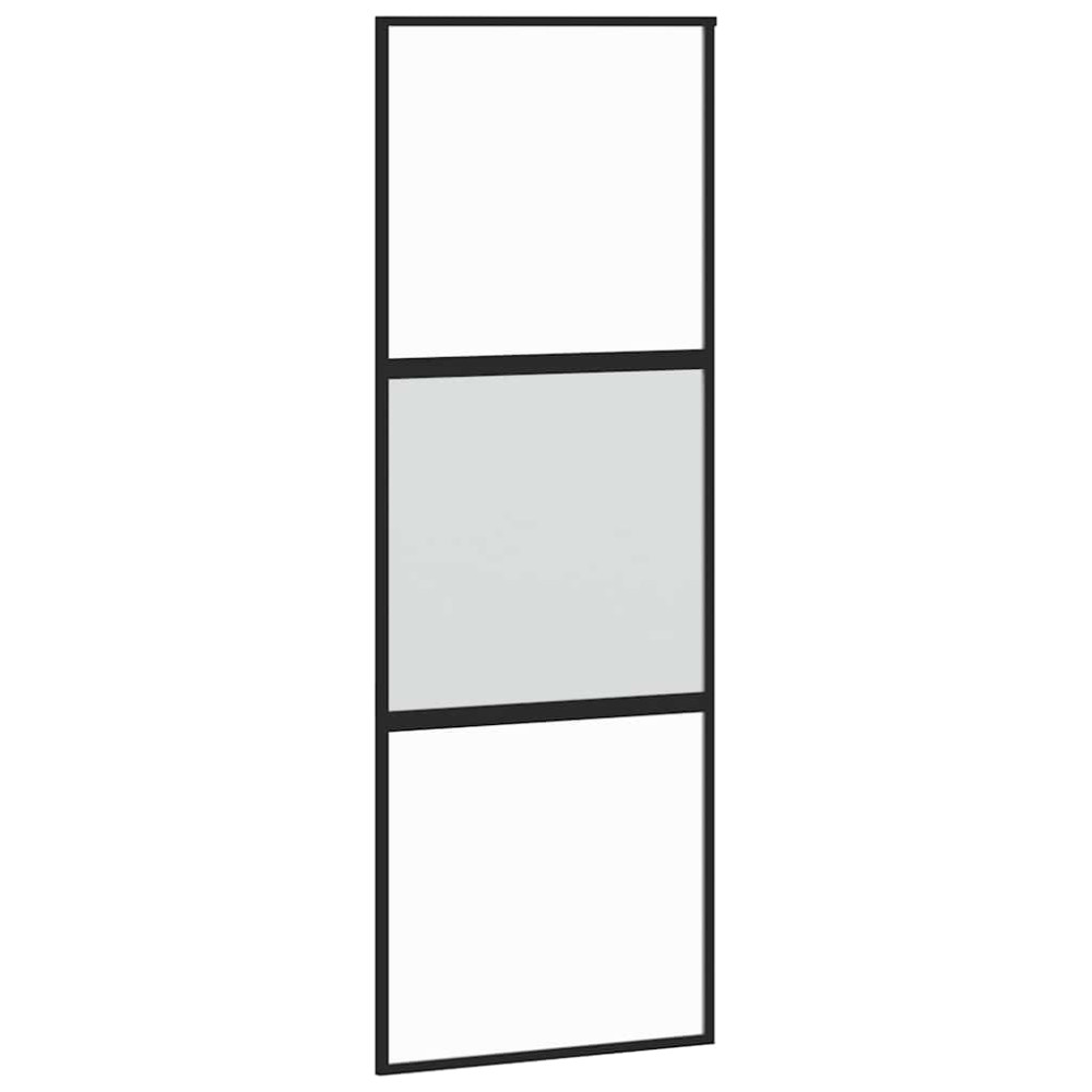 Produktbild för Skjutdörr med beslag svart 76x205 cm härdat glas