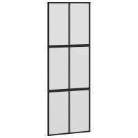 Produktbild för Skjutdörr med beslag svart 76x205 cm härdat glas