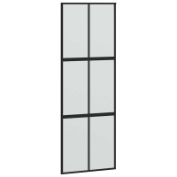 Produktbild för Skjutdörr med beslagssats svart 90x205 cm härdat glas