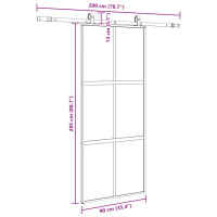Produktbild för Skjutdörr med beslagssats svart 90x205 cm härdat glas