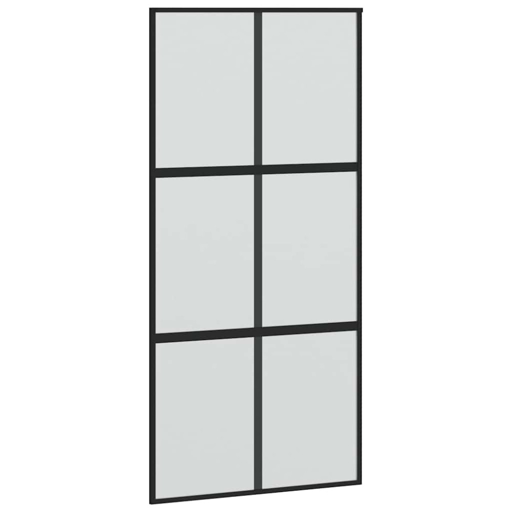 Produktbild för Skjutdörr med beslag svart 102,5x205 cm härdat glas