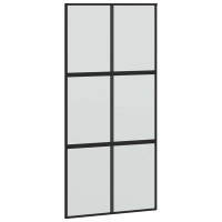 Produktbild för Skjutdörr med beslag svart 102,5x205 cm härdat glas