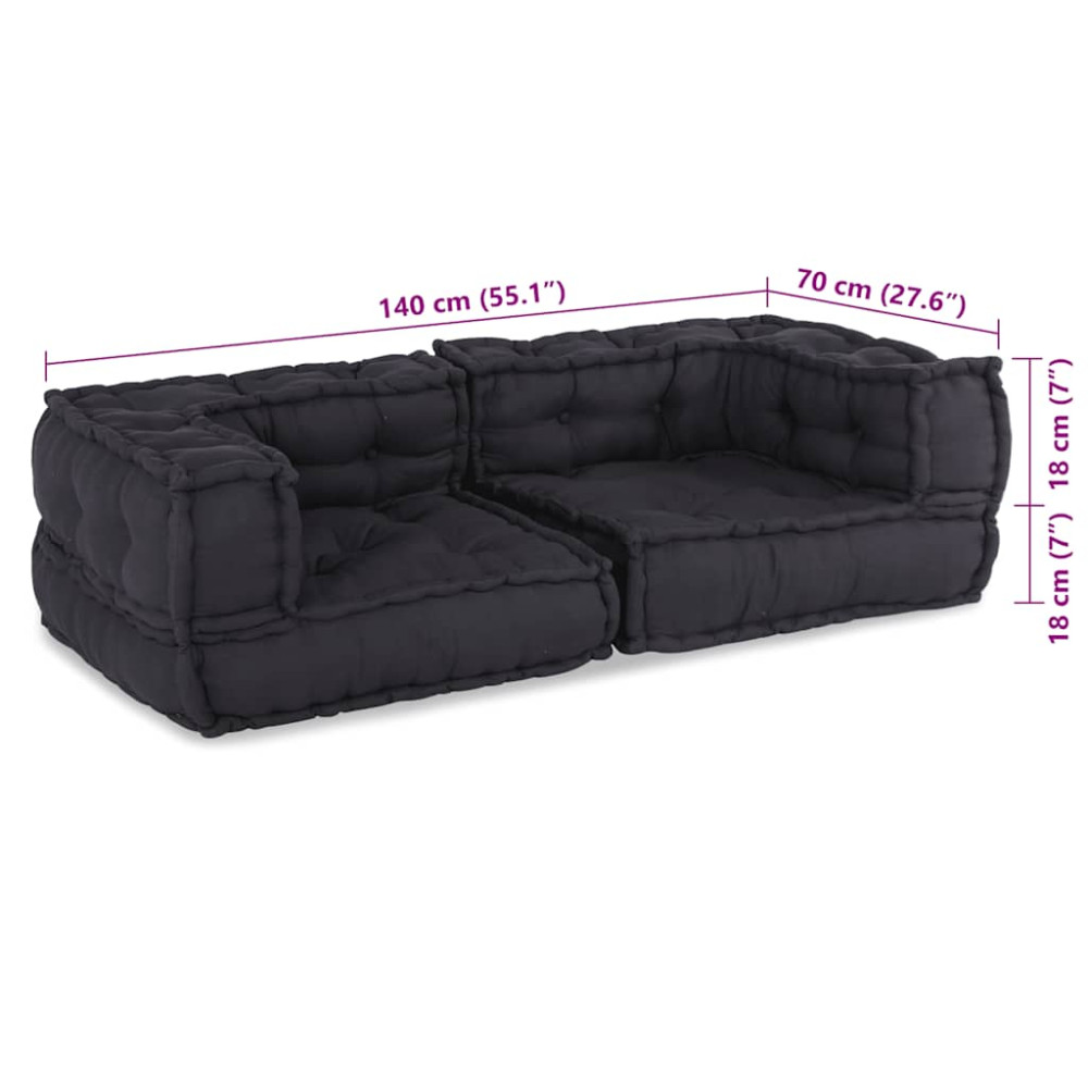 Produktbild för 2-sits modulsoffaantracit 140x70x36 tyg