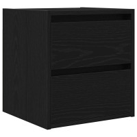 Produktbild för Vägghängt sängskåp svart ek 38x34x40 cm