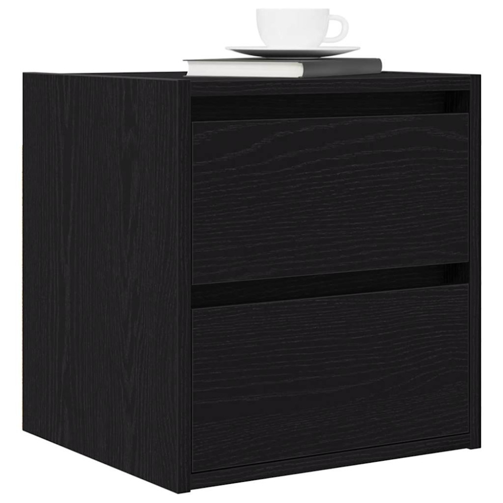 Produktbild för Väggmonterade sängskåp 2 st svart ek 38x34x40 cm