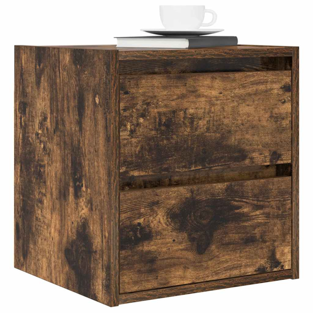 Produktbild för Väggmonterade sängskåp 2 st rökt ek 38x34x40 cm