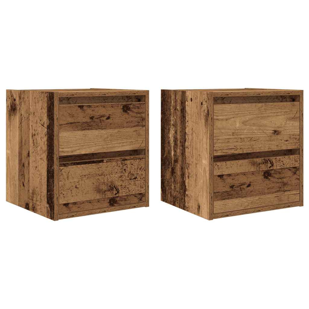 Produktbild för Väggmonterade sängskåp 2 st gammalt trä 38x34x40 cm
