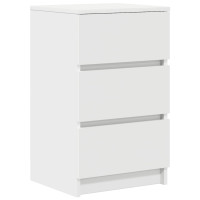 Produktbild för Sängbord med 3 lådor vit 39x35x65 cm