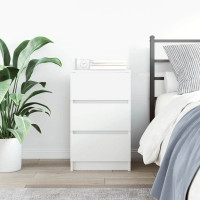 Produktbild för Sängbord med 3 lådor vit 39x35x65 cm