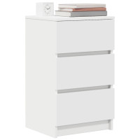 Produktbild för Sängbord med 3 lådor vit 39x35x65 cm