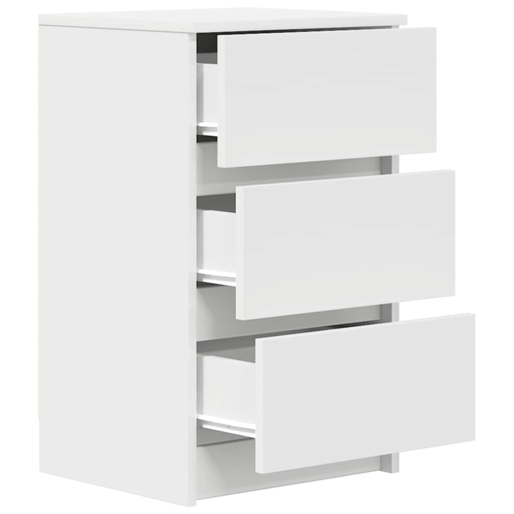 Produktbild för Sängbord med 3 lådor vit 39x35x65 cm