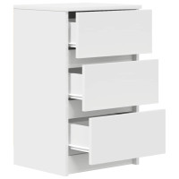 Produktbild för Sängbord med 3 lådor vit 39x35x65 cm