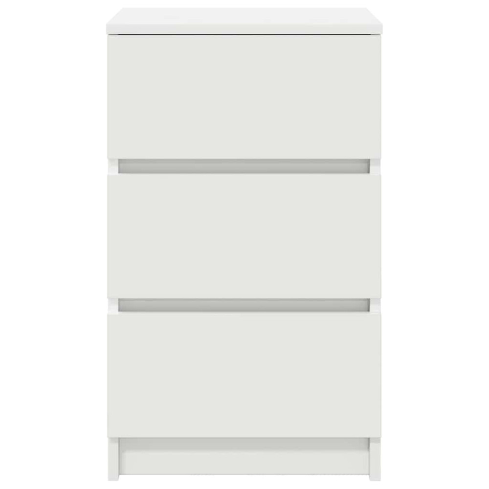 Produktbild för Sängbord med 3 lådor vit 39x35x65 cm