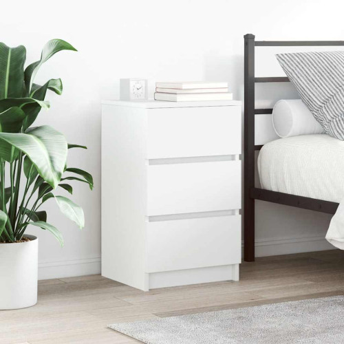 vidaXL Sängbord med 3 lådor 2 st vit 39x35x65 cm