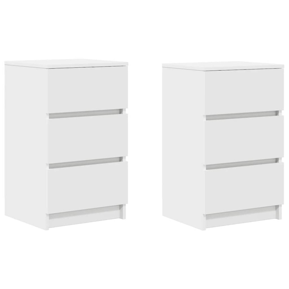 Produktbild för Sängbord med 3 lådor 2 st vit 39x35x65 cm