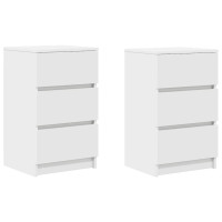 Produktbild för Sängbord med 3 lådor 2 st vit 39x35x65 cm