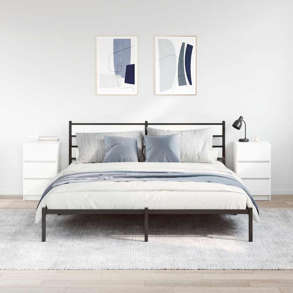 Produktbild för Sängbord med 3 lådor 2 st vit 39x35x65 cm
