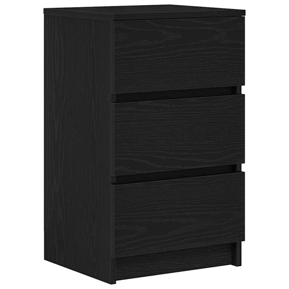 Produktbild för Sängbord med 3 lådor svart 39x35x65 cm