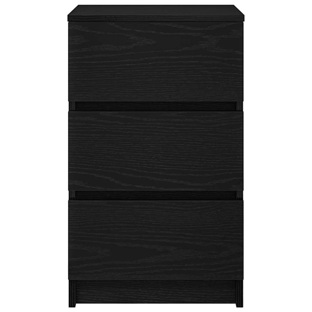 Produktbild för Sängbord med 3 lådor svart 39x35x65 cm