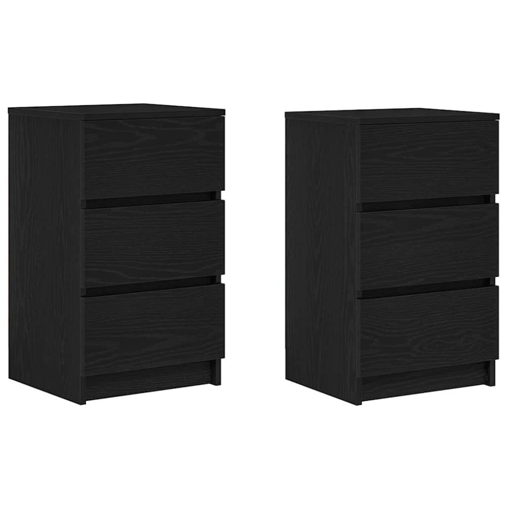 Produktbild för Sängbord med 3 lådor 2 st svart 39x35x65 cm