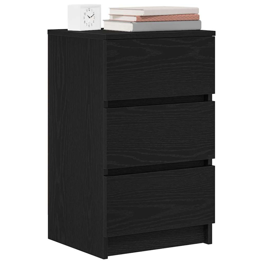 Produktbild för Sängbord med 3 lådor 2 st svart 39x35x65 cm