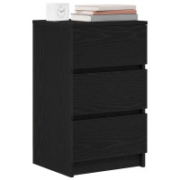 Produktbild för Sängbord med 3 lådor 2 st svart 39x35x65 cm