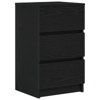 Produktbild för Sängbord med 3 lådor 2 st svart 39x35x65 cm